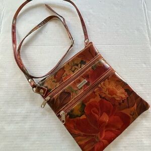 ARGENTINA Vintage Red Brown Crossbody small Bag floral Decorative design